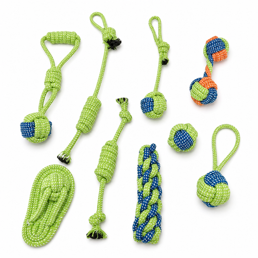 9-Piece Cotton Rope Dog Toy Bundle