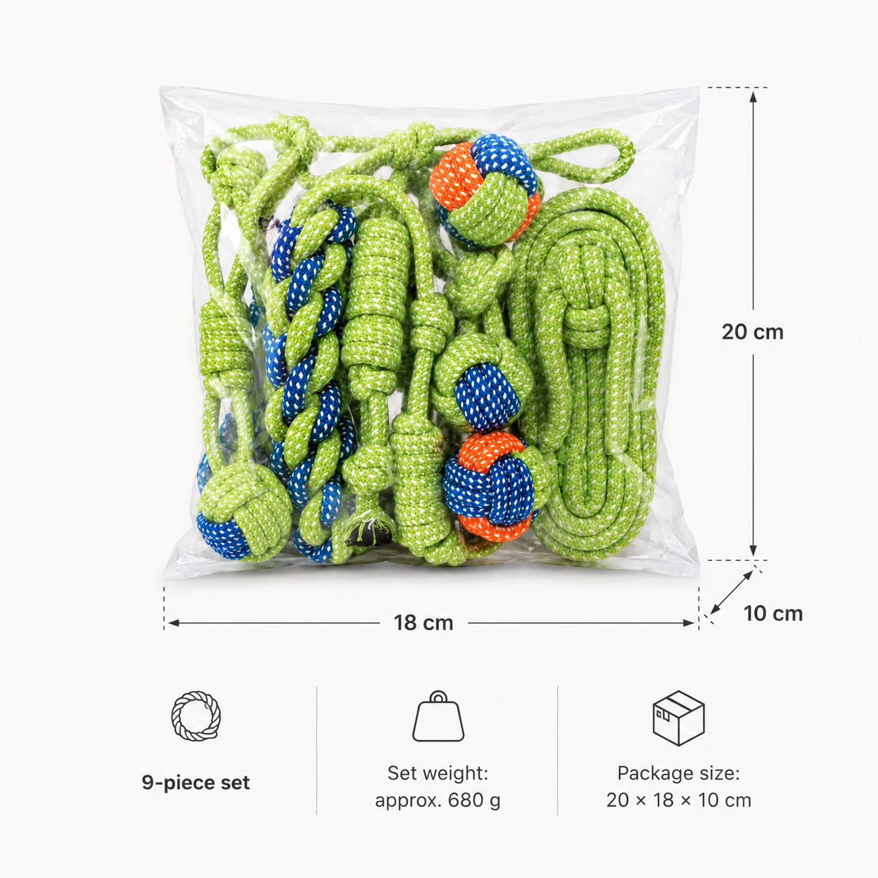 9-Piece Cotton Rope Dog Toy Bundle